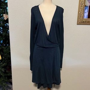 Free People FP Beach dark blue sheer wrap dress sz L